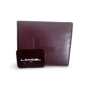 Lancel unused Burgundy Wine Red Bifold L Logo Leather Wallet
